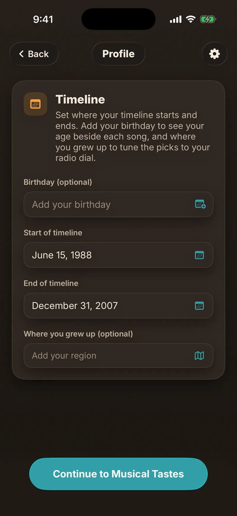 Songline — set the timeline